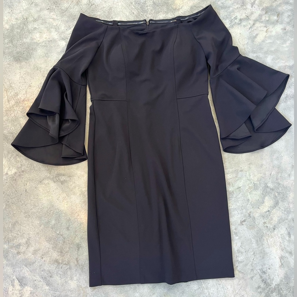 R&M Richards Black Off-Shoulder Dress